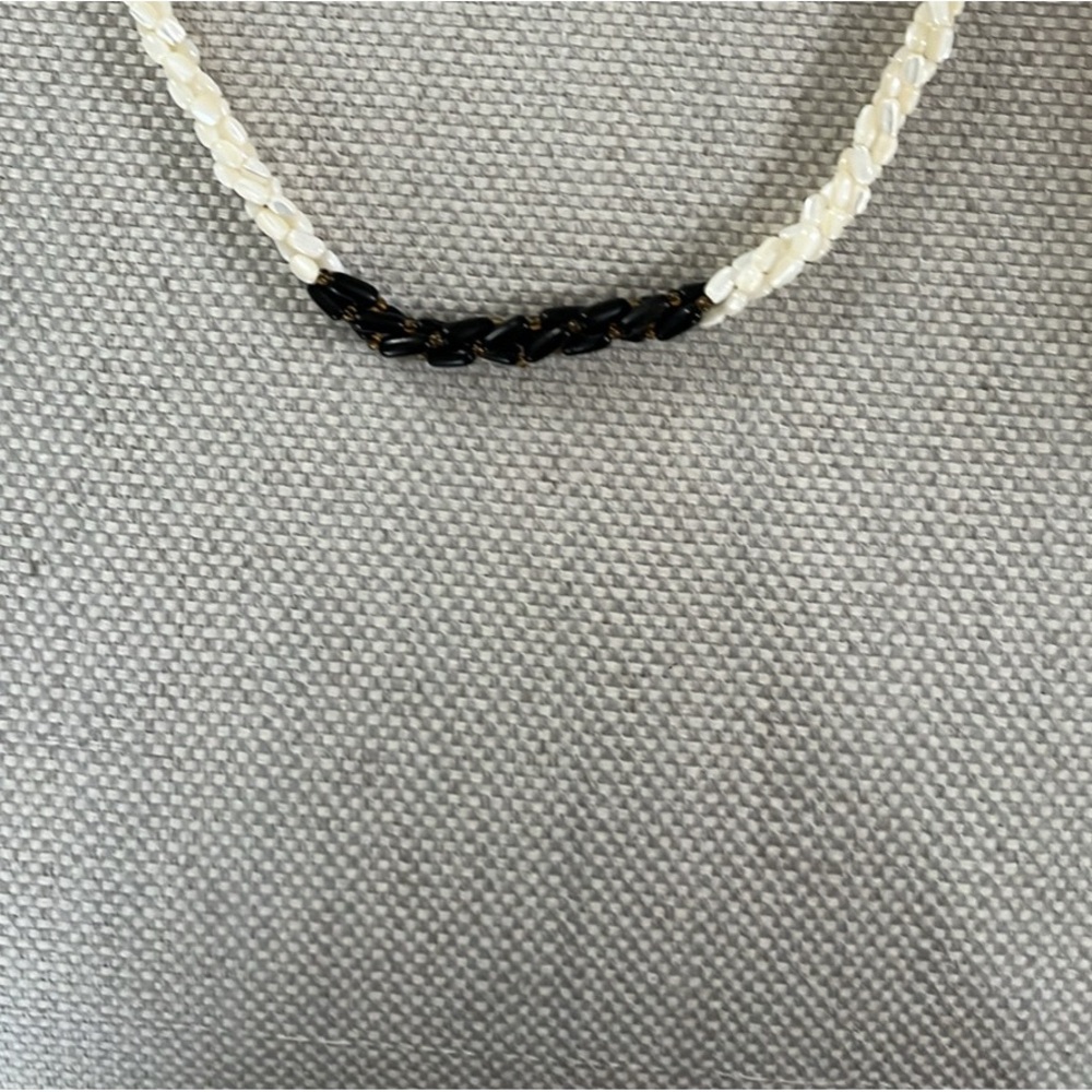 Stanley Black and Cream Beaded Necklace